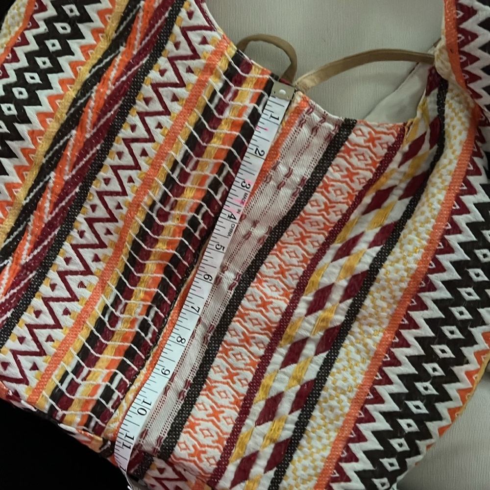 Boho lined multi color canvas bag - Picture 7 of 8